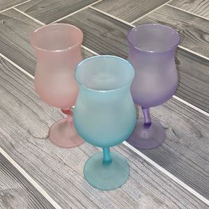 Frosted Satin Finish Curved Stem Glasses